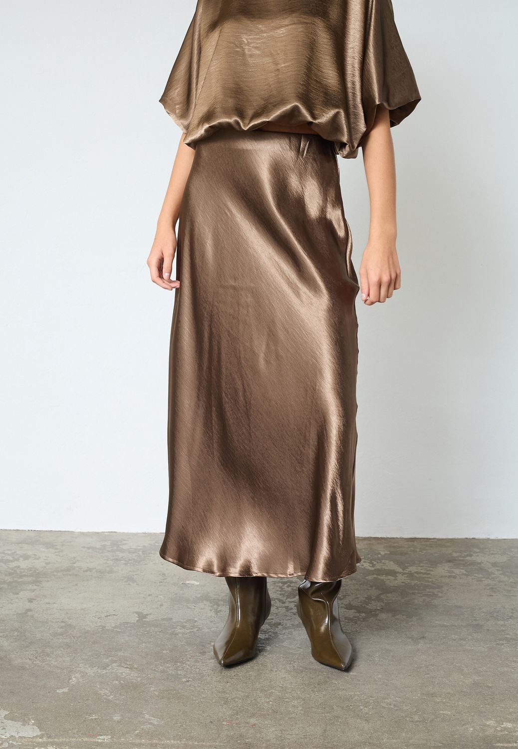 Satijnen rok Gewo - champagne