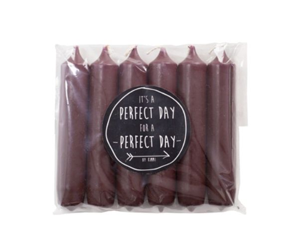 Set van zes dinerkaarsen – aubergine