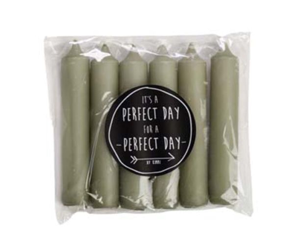 Set van zes dinerkaarsen – eucalyptus