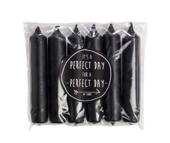 Set van zes dinerkaarsen – zwart