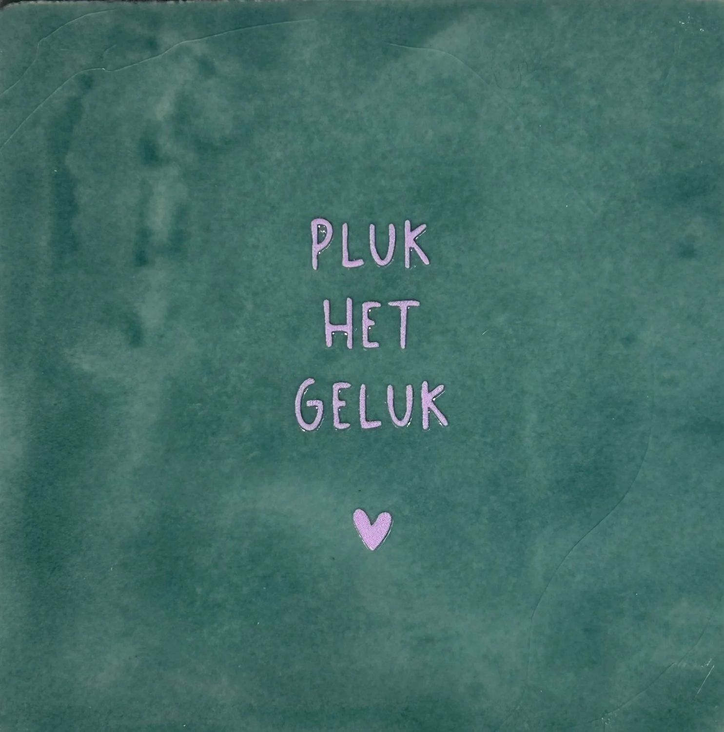 Tegel - &#39;pluk het geluk&#39; zeegroen/babyroze