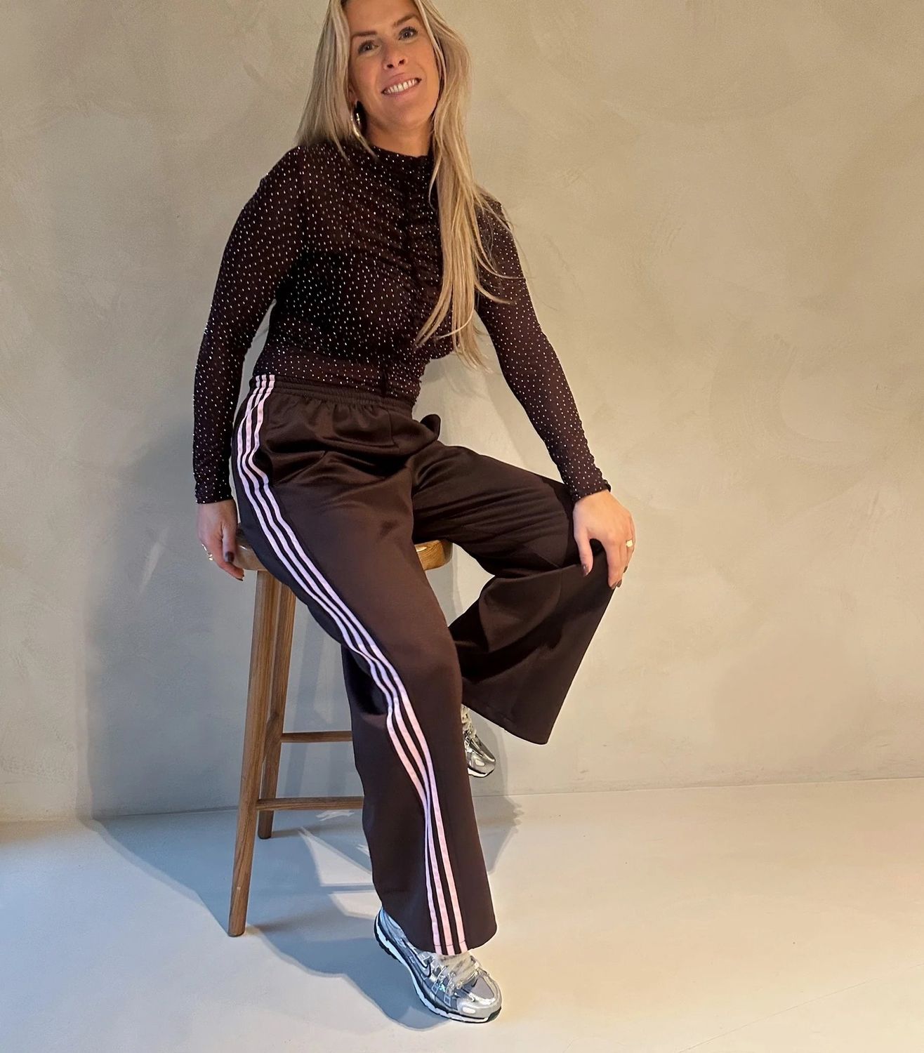 Sporty Spice Pants - brown / pink stripes