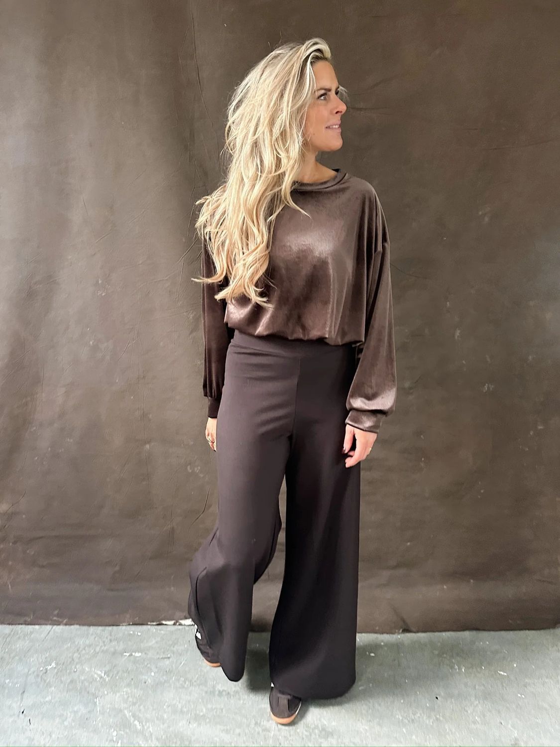 Elena stretch pants - donkerbruin