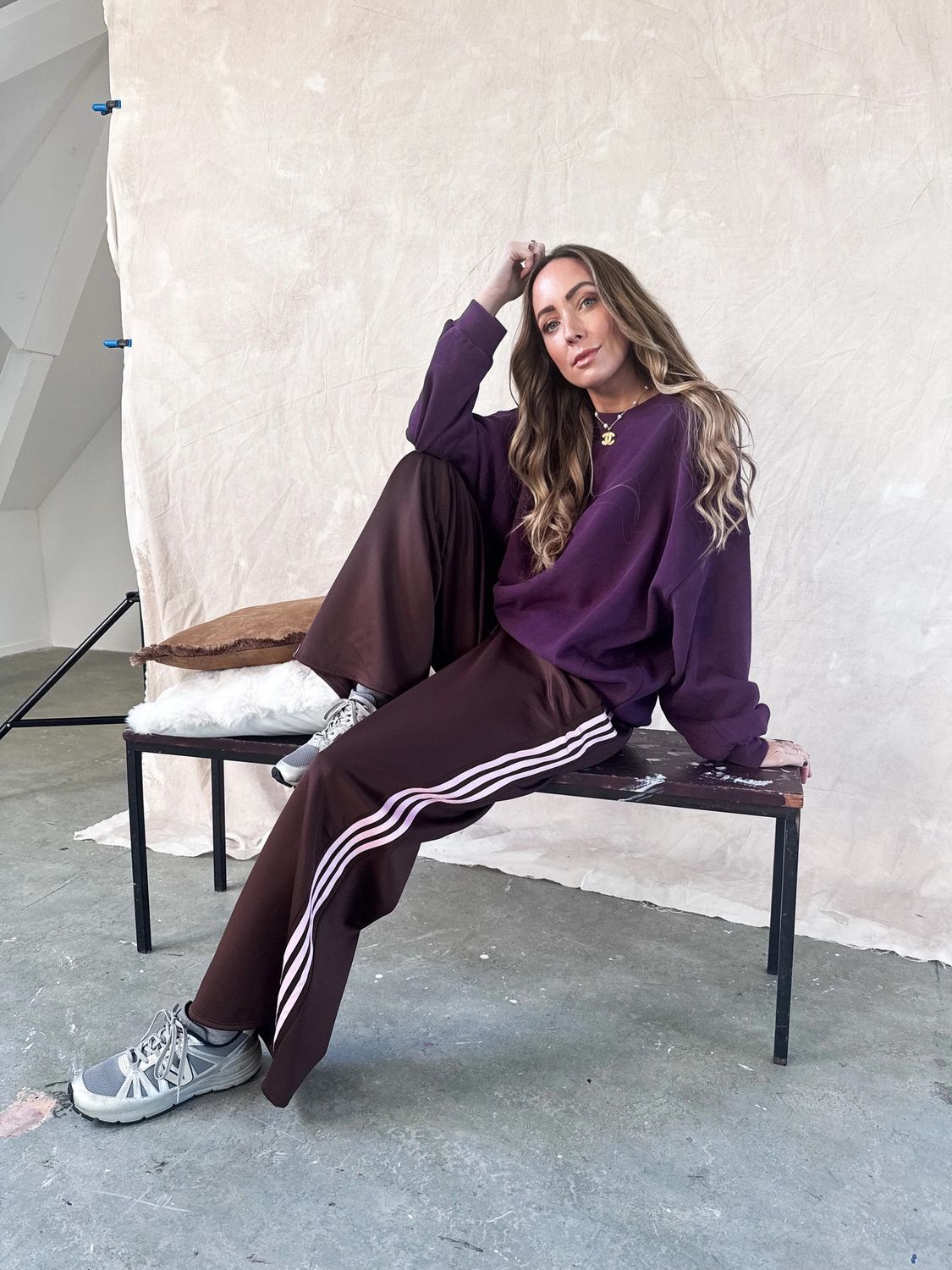 Sporty Spice Pants - brown / pink stripes