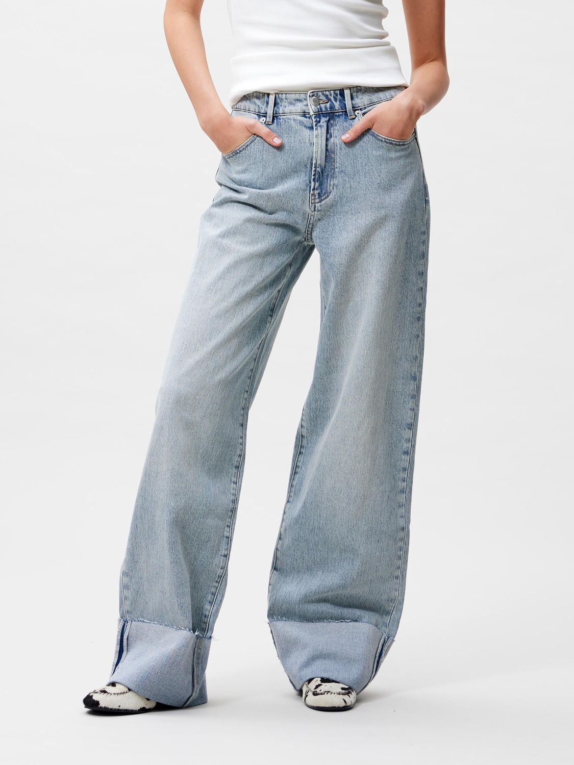 Loose fit jeans with fold - Light Blue