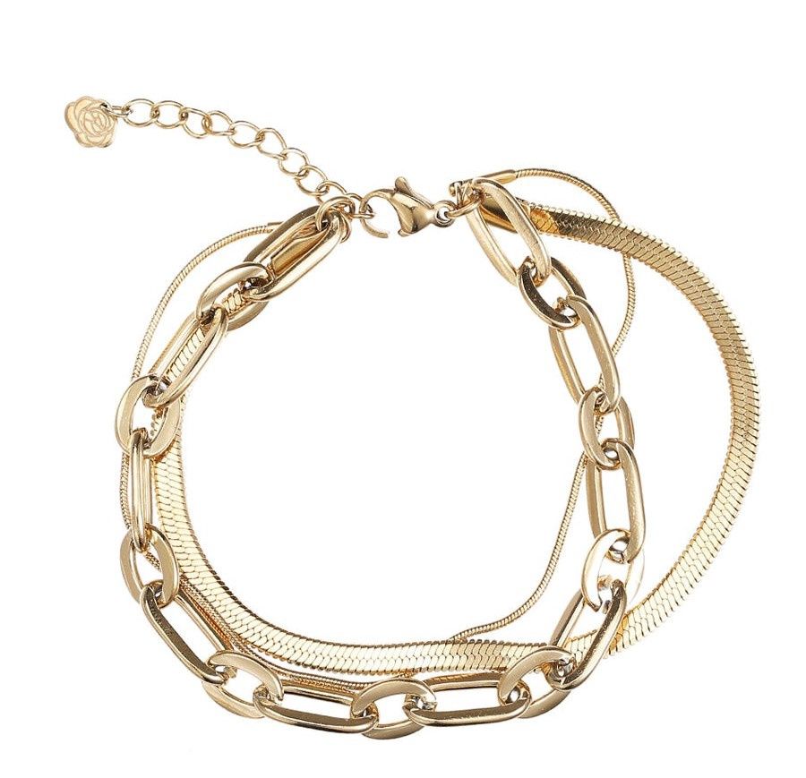 Armband drielaags - schakel / snake