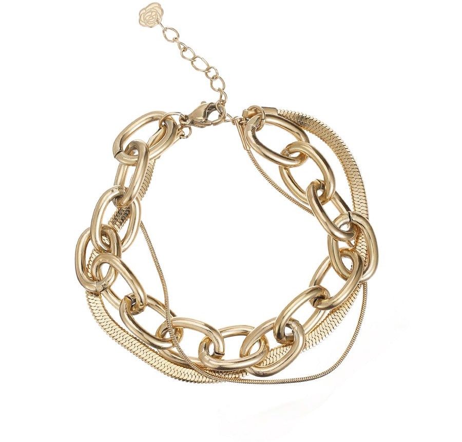 Armband drielaags - schakel groot / snake