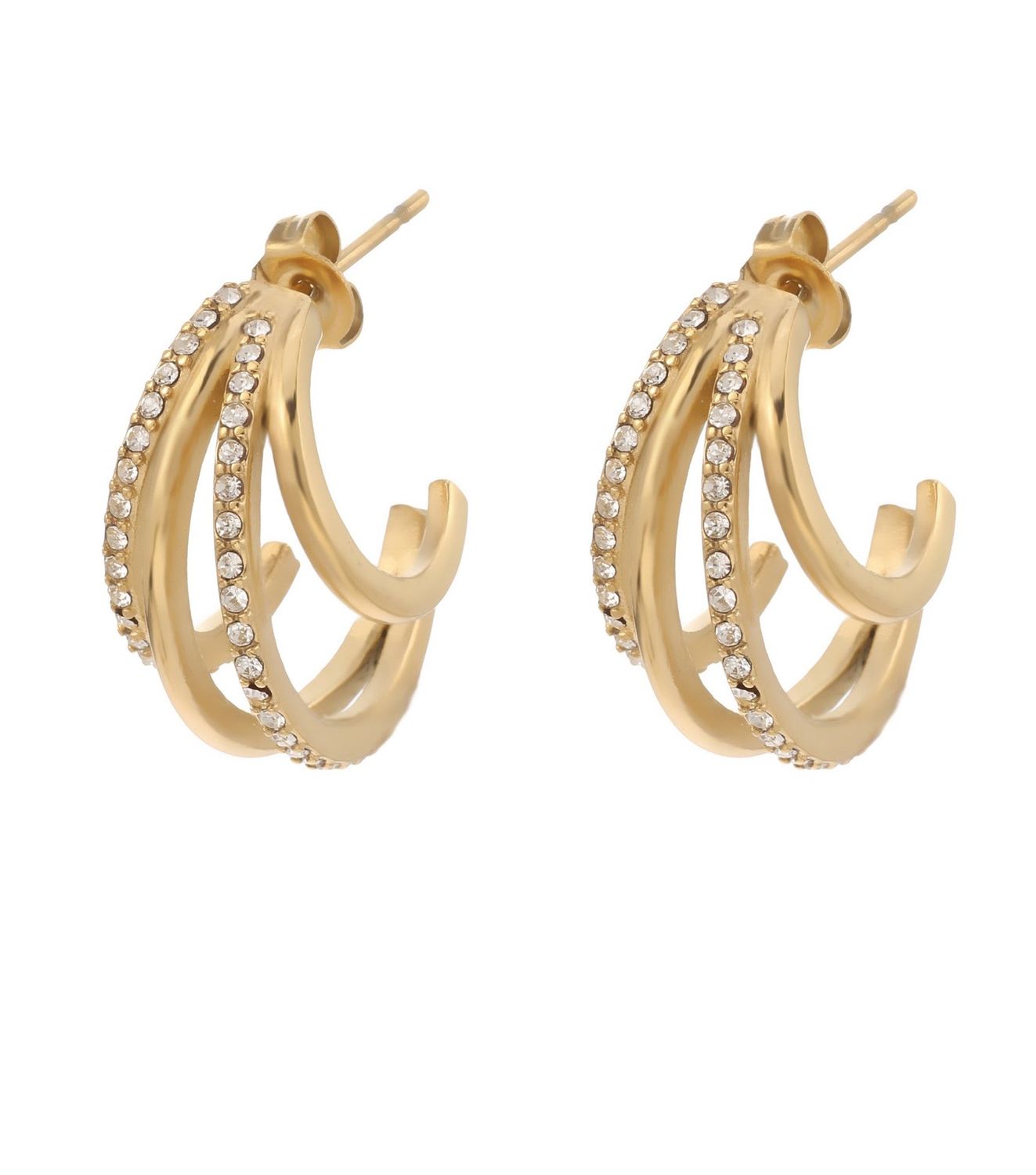 Oorbel met multi rijen zirkonia