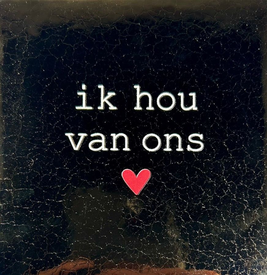 Tegel - 'ik hou van ons' goud/creme