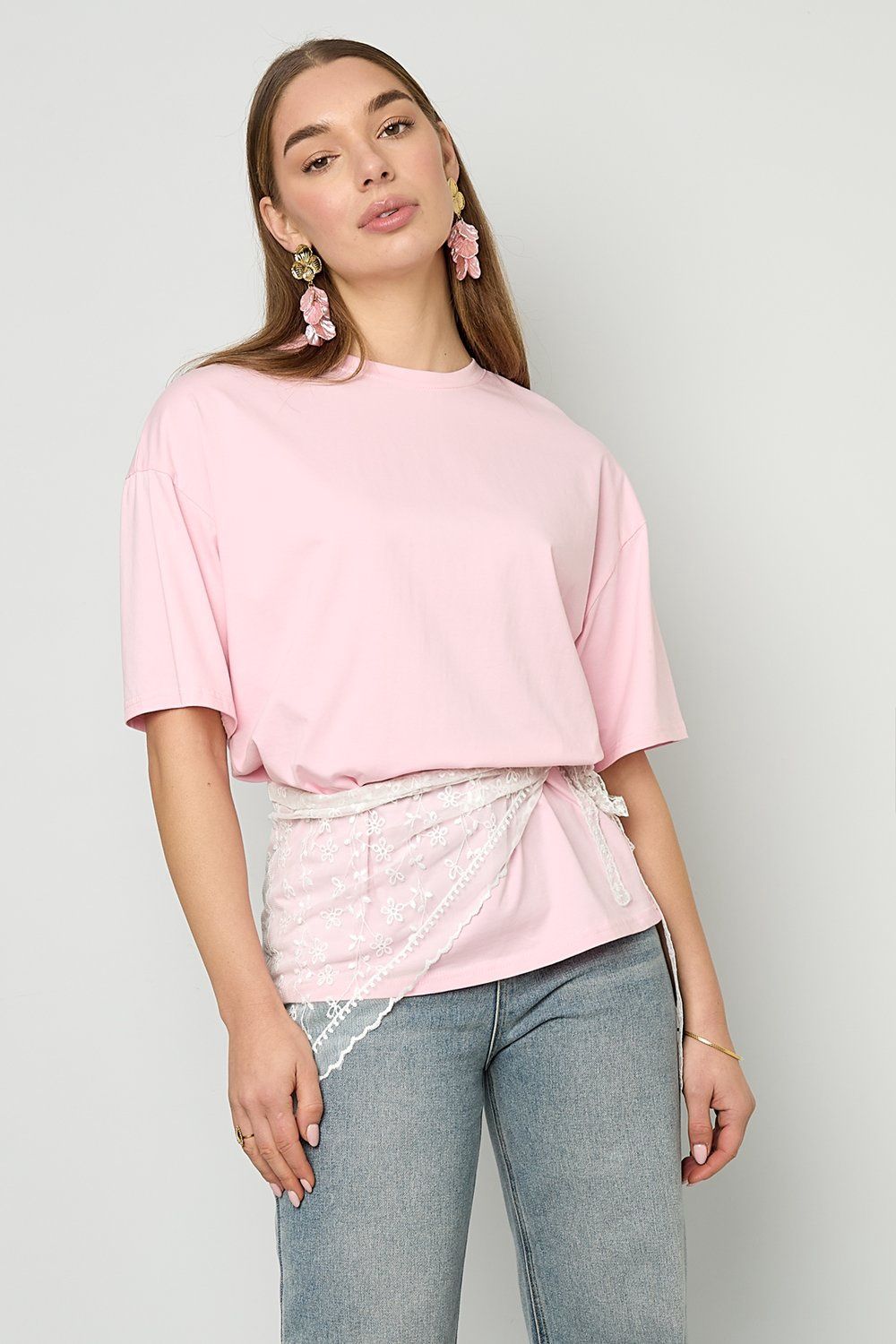 Driehoekige kanten sjaal - wit