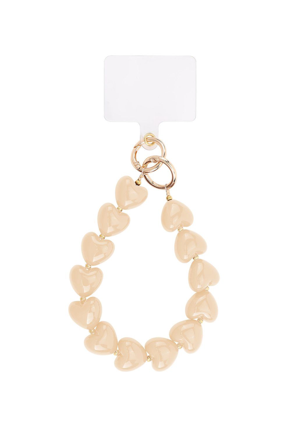 Telefoonkoord hartjes - apricot