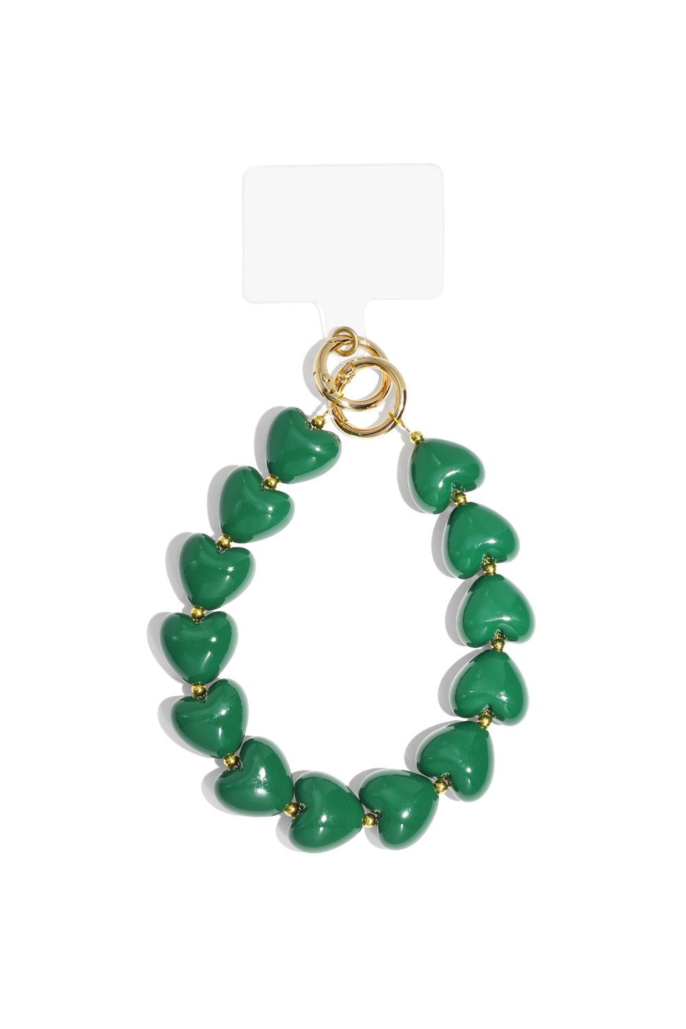 Telefoonkoord hartjes - donkergroen