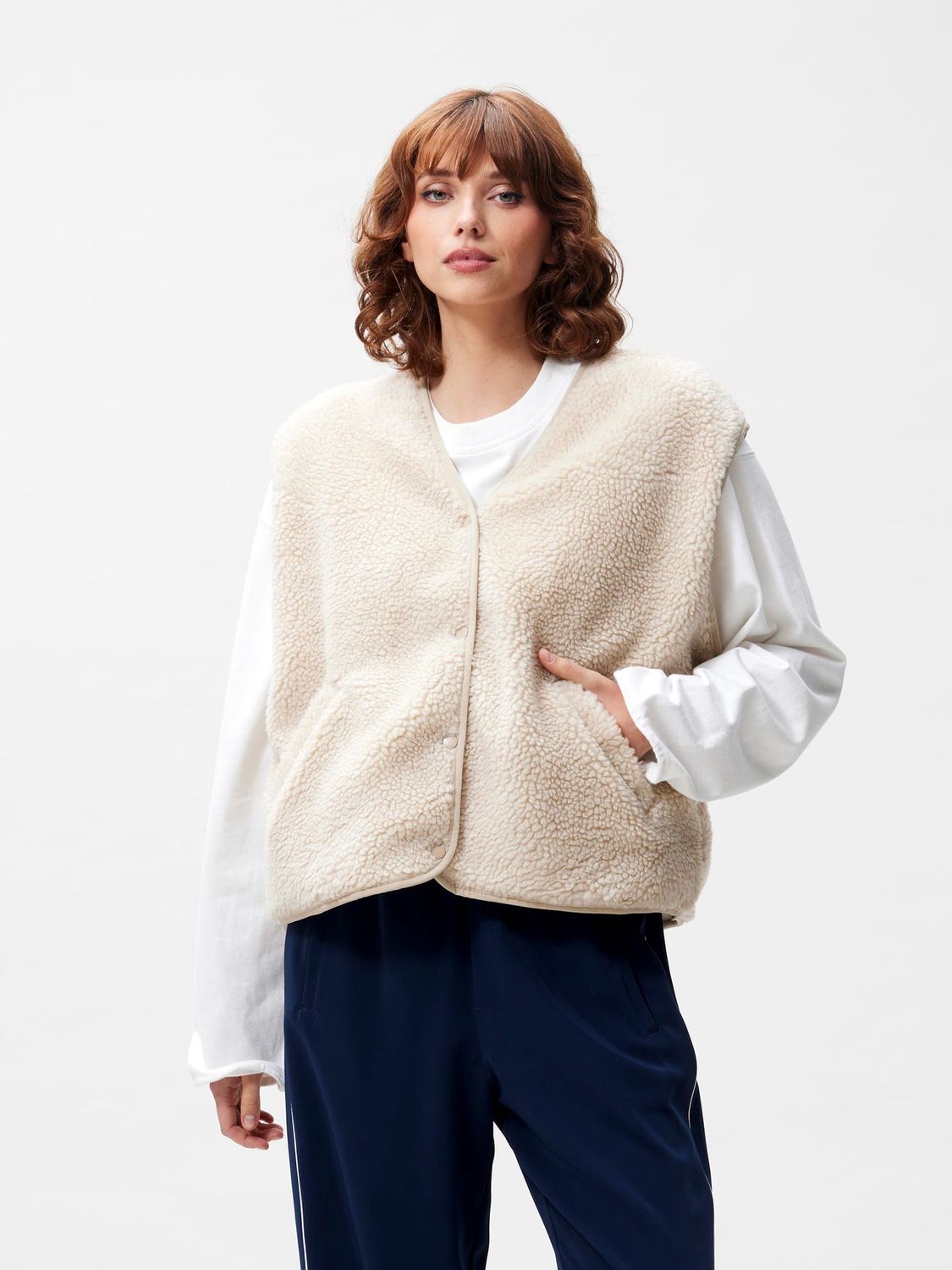 Teddy bodywarmer - cement / beige