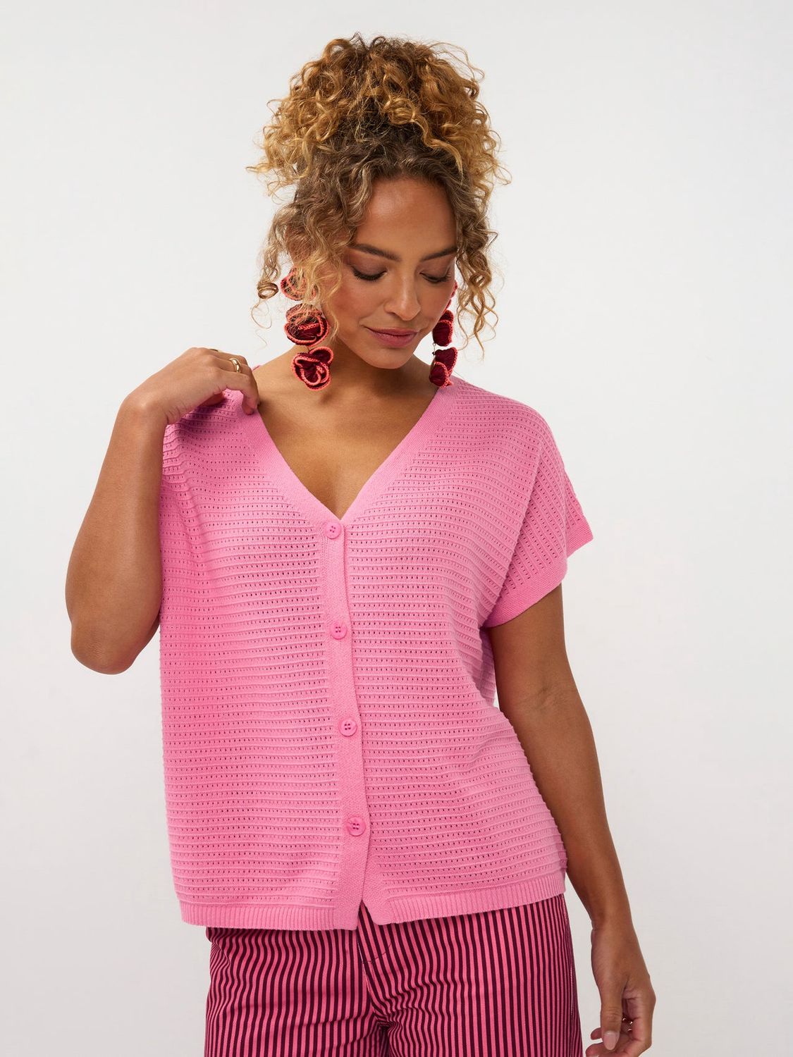 Knitted top Elin - Coral pink