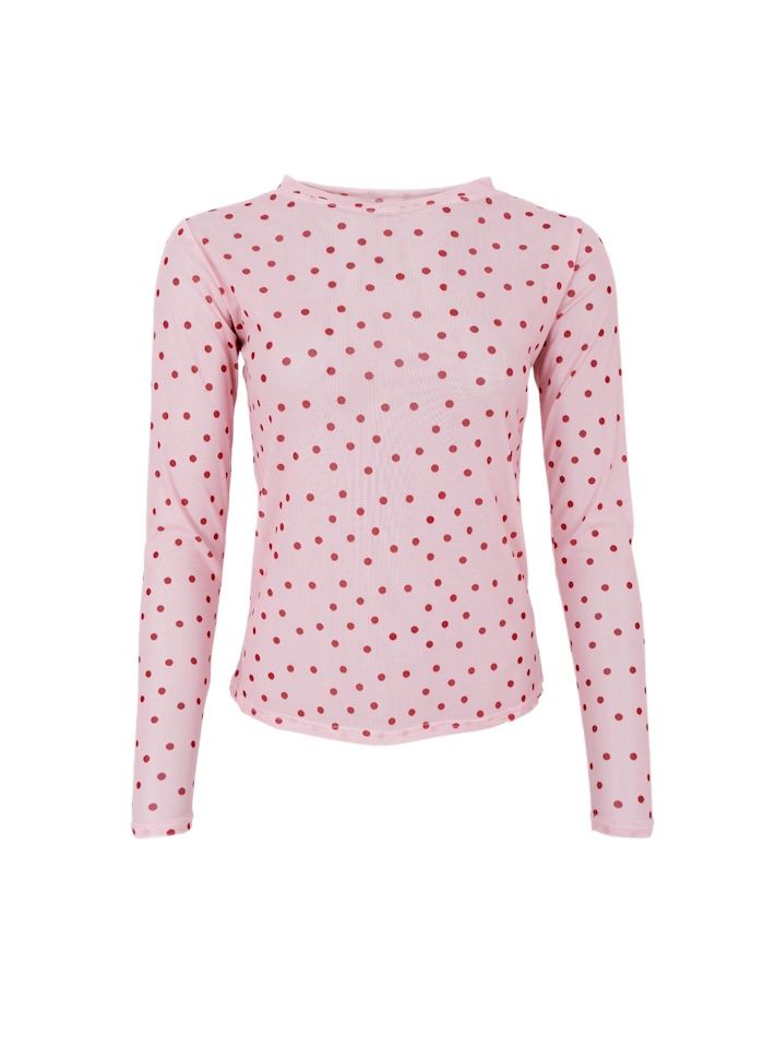 Mesh top dots - roze