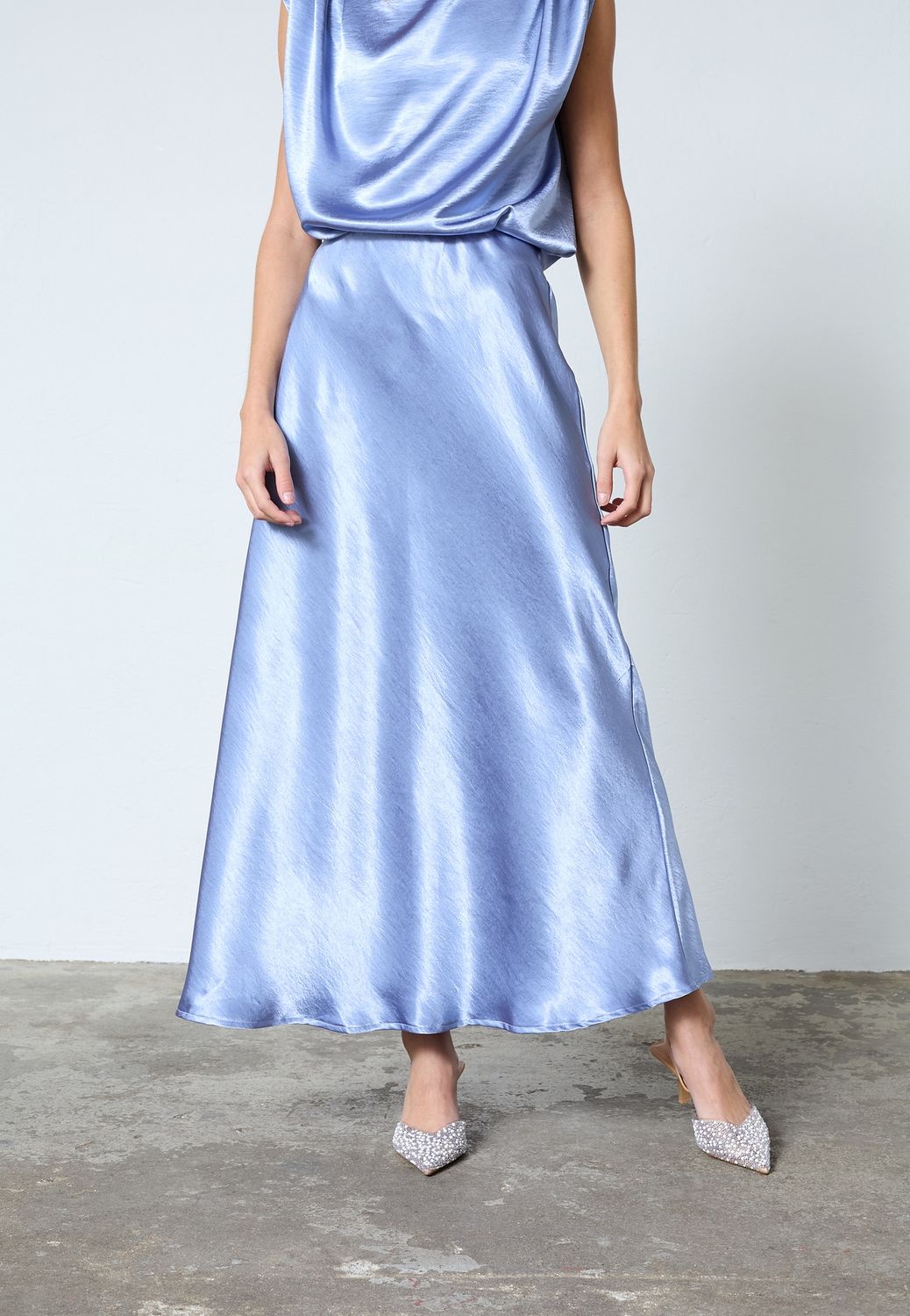 Satijnen rok Gewo - Mid Blue