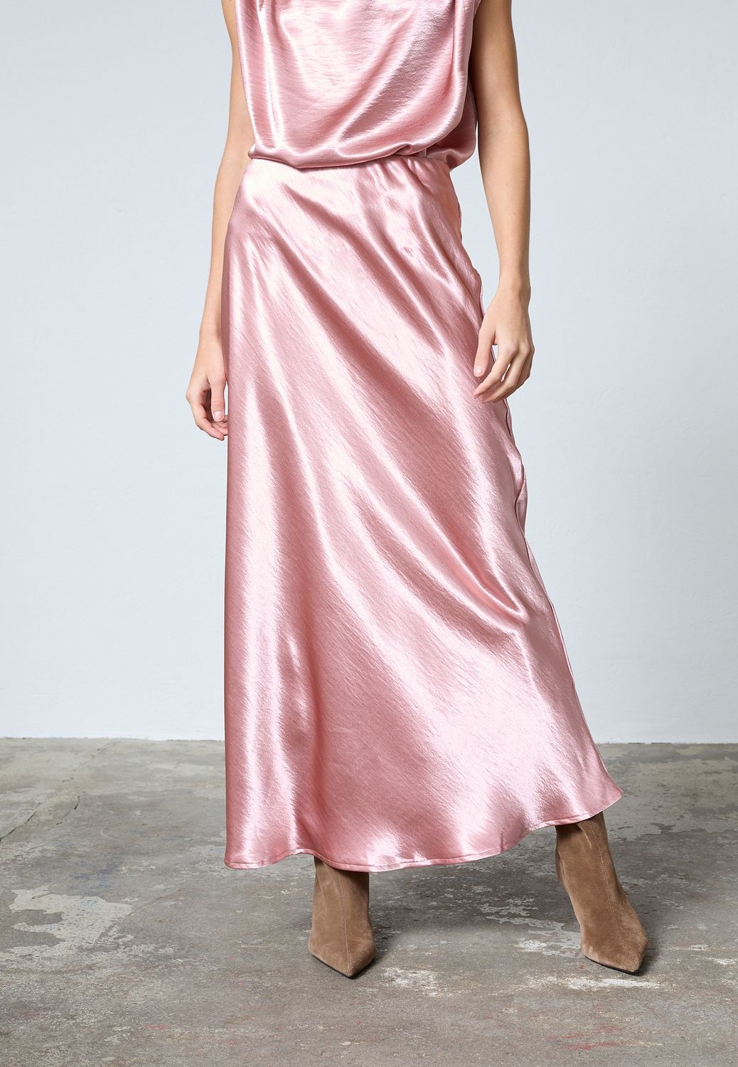 Satijnen rok Gewo - Mauve / roze