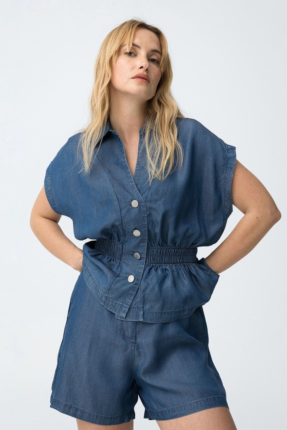 Blouse Lence - denim blue