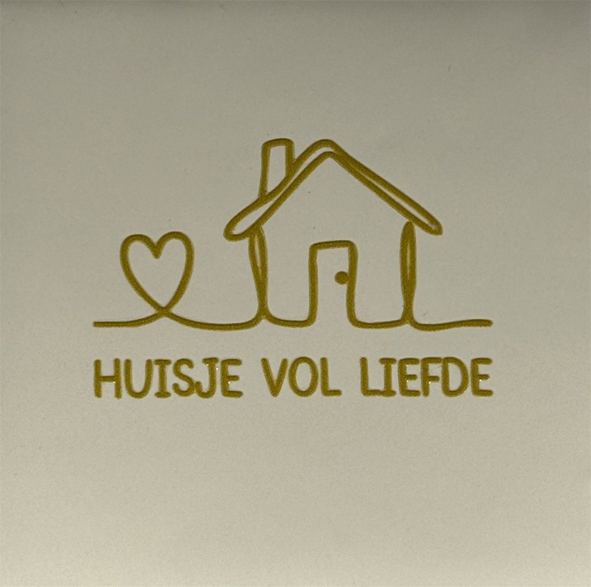 Tegel - 'huisje vol liefde creme/goud'