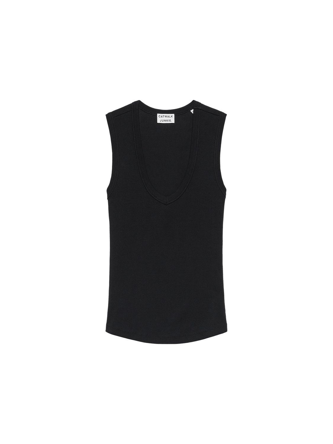 Vneck rib singlet - black