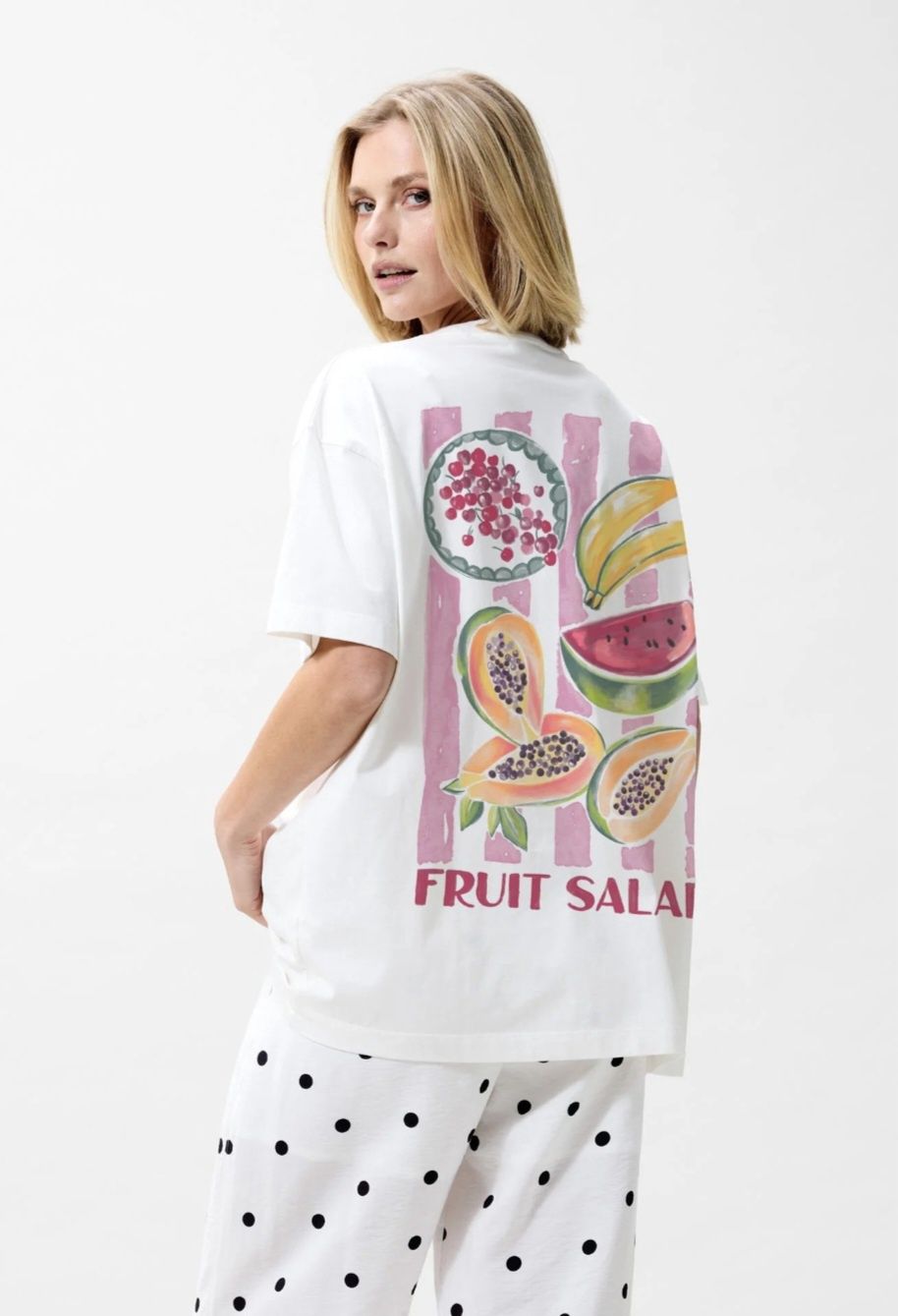 Oversized graphic t-shirt 'fruit salad' - off white