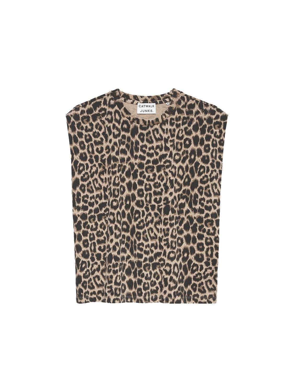 Folded shoulder leopard singlet - grey morn