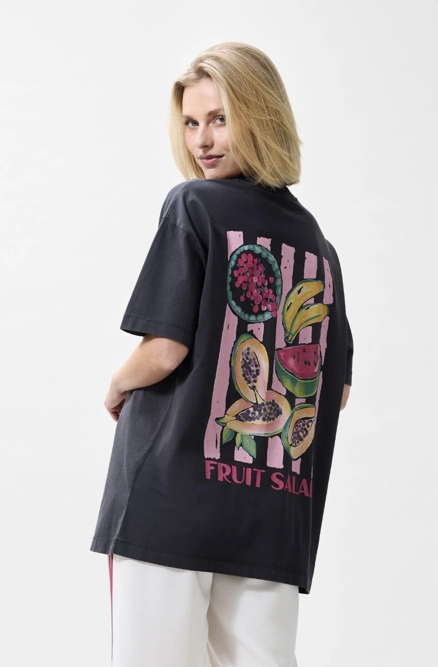 Oversized graphic t-shirt 'fruit salad' - dark grey