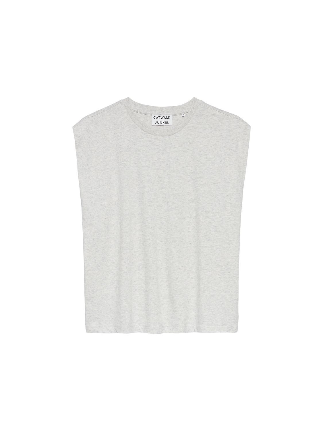 Folded shoulder singlet - light grey melange