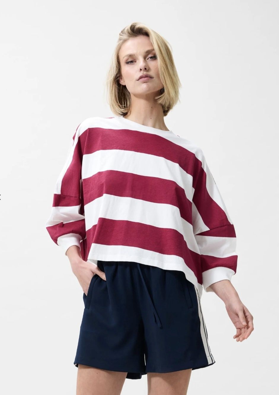 Oversized bold striped Tshirt - cranberry juice