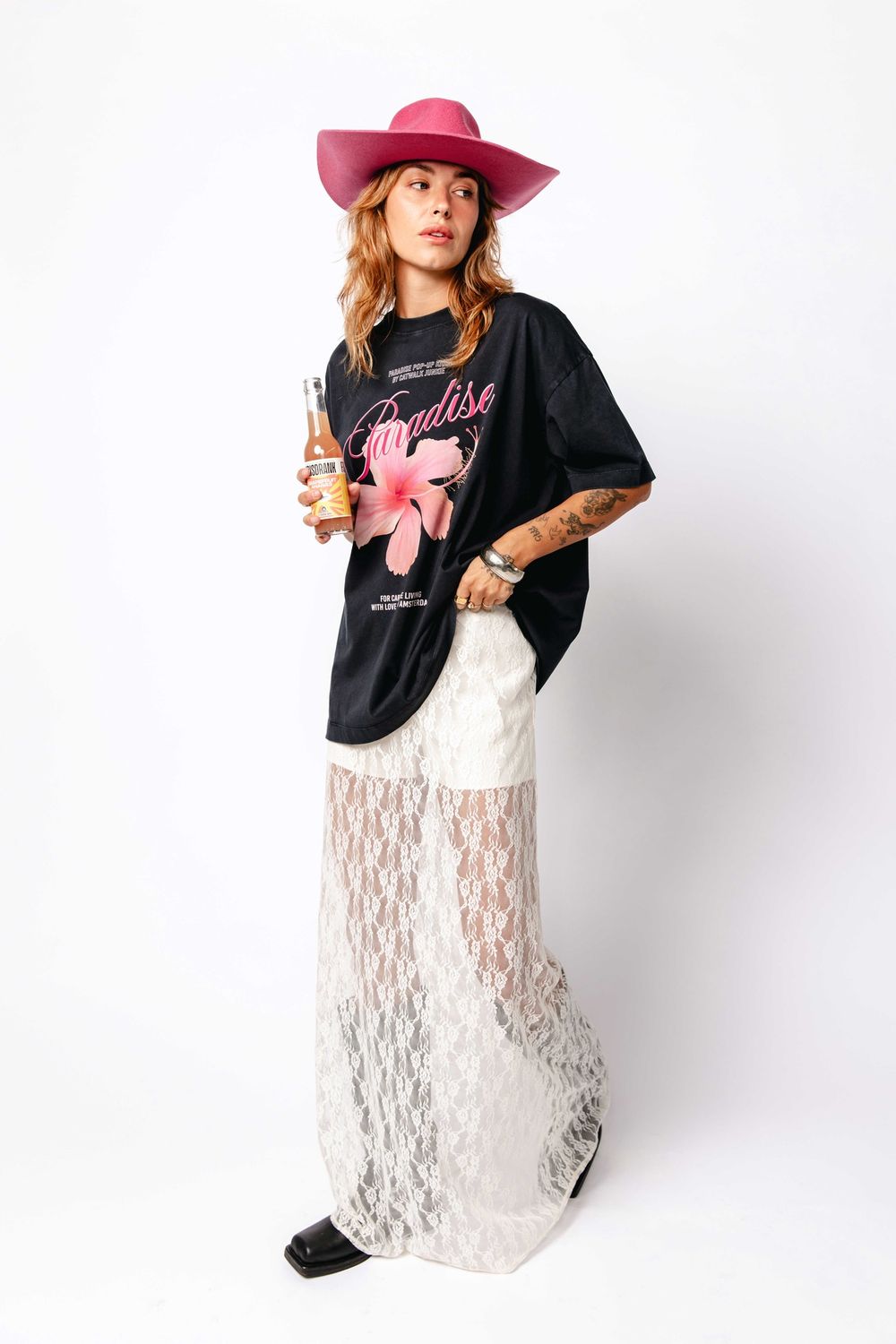 Oversized graphic t-shirt 'Paradise' - dark grey