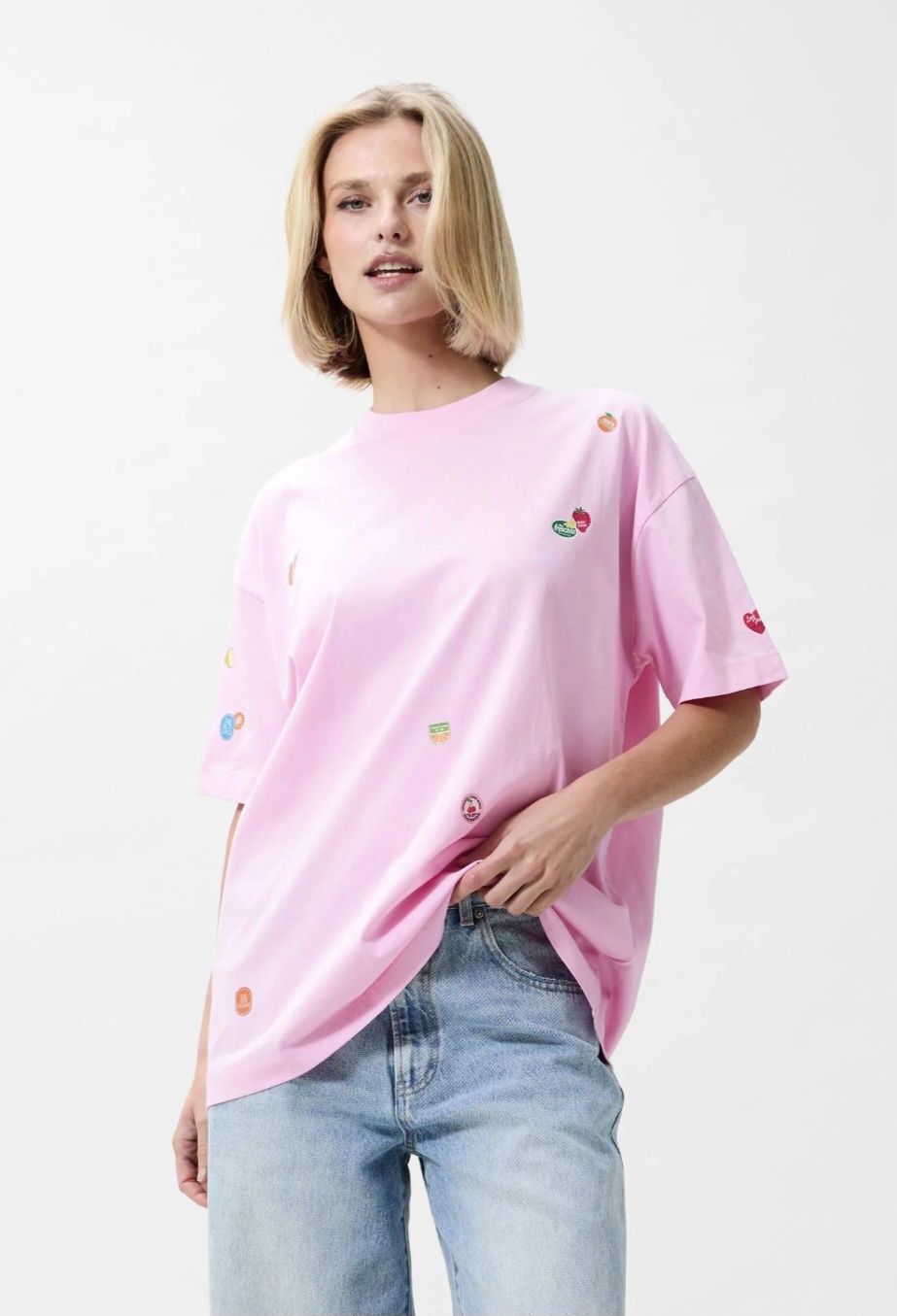 Oversized allover graphic t-shirt - soft pink