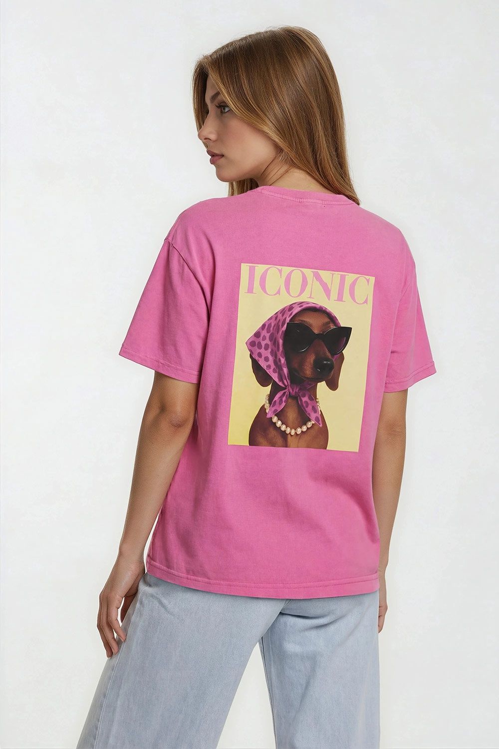 T-shirt iconic teckel - bubble gum