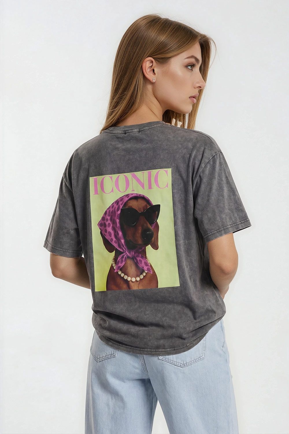 T-shirt iconic teckel - antraciet