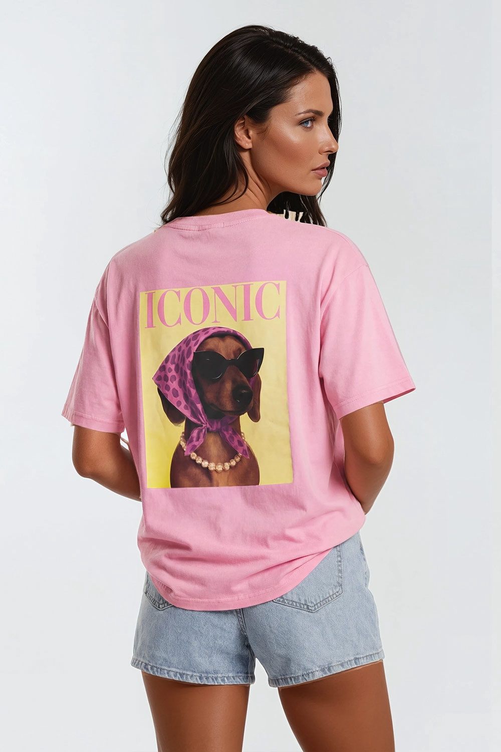 T-shirt iconic teckel - lichtroze