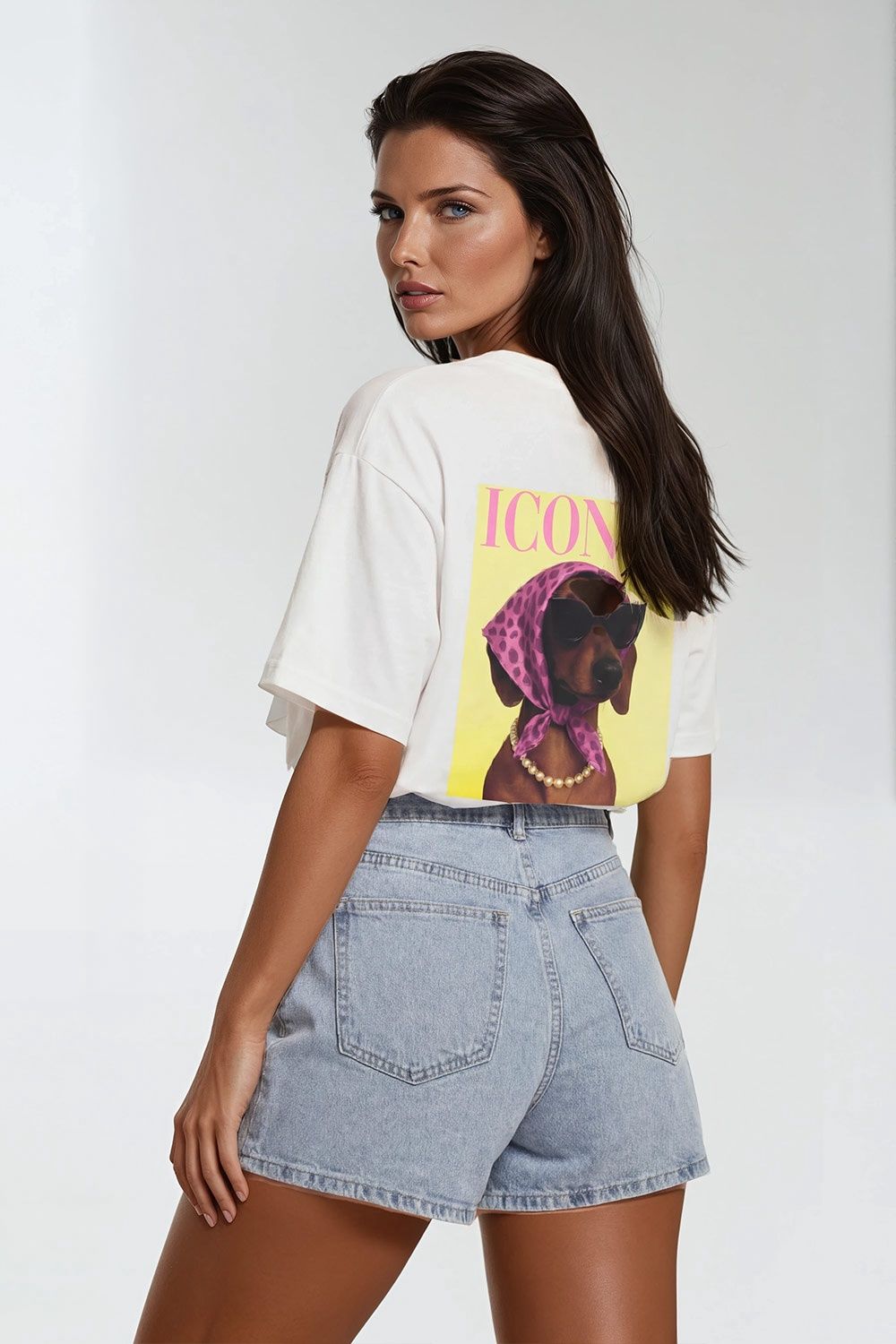 T-shirt iconic teckel - wit