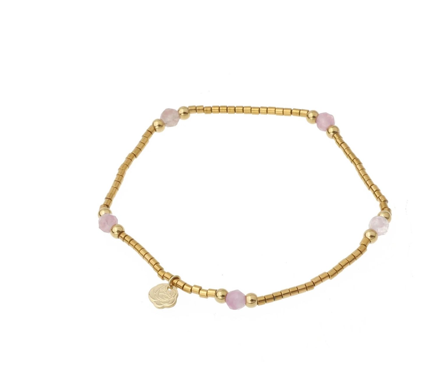 Kralenarmband met 4 stenen - purple