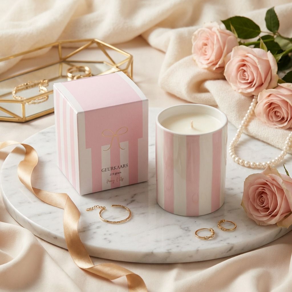 Geurkaars | Roze keramiek - 215gr