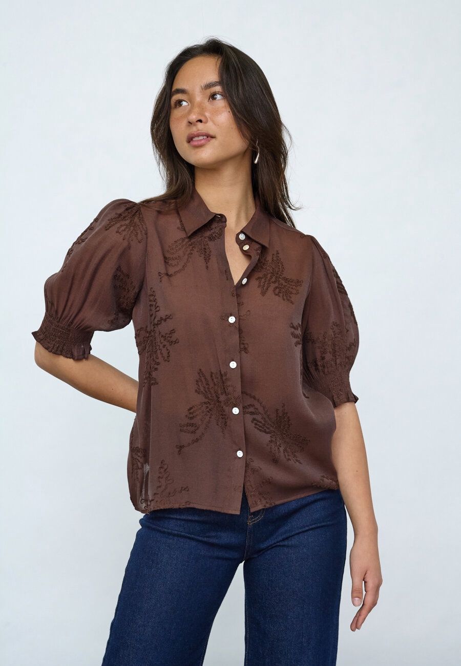 Blouse Isola - brown emb.