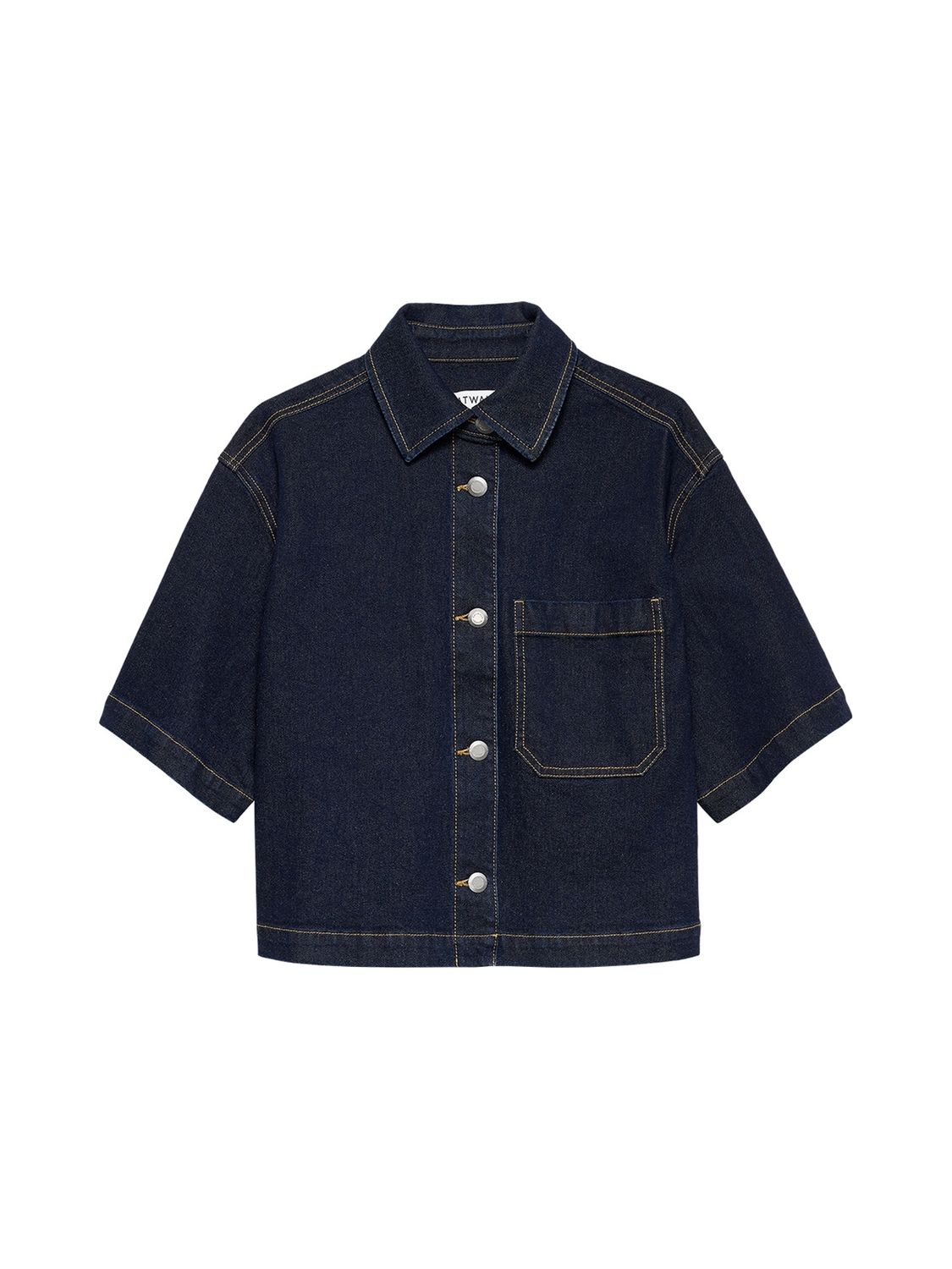 Short sleeve denim blouse - dark blue