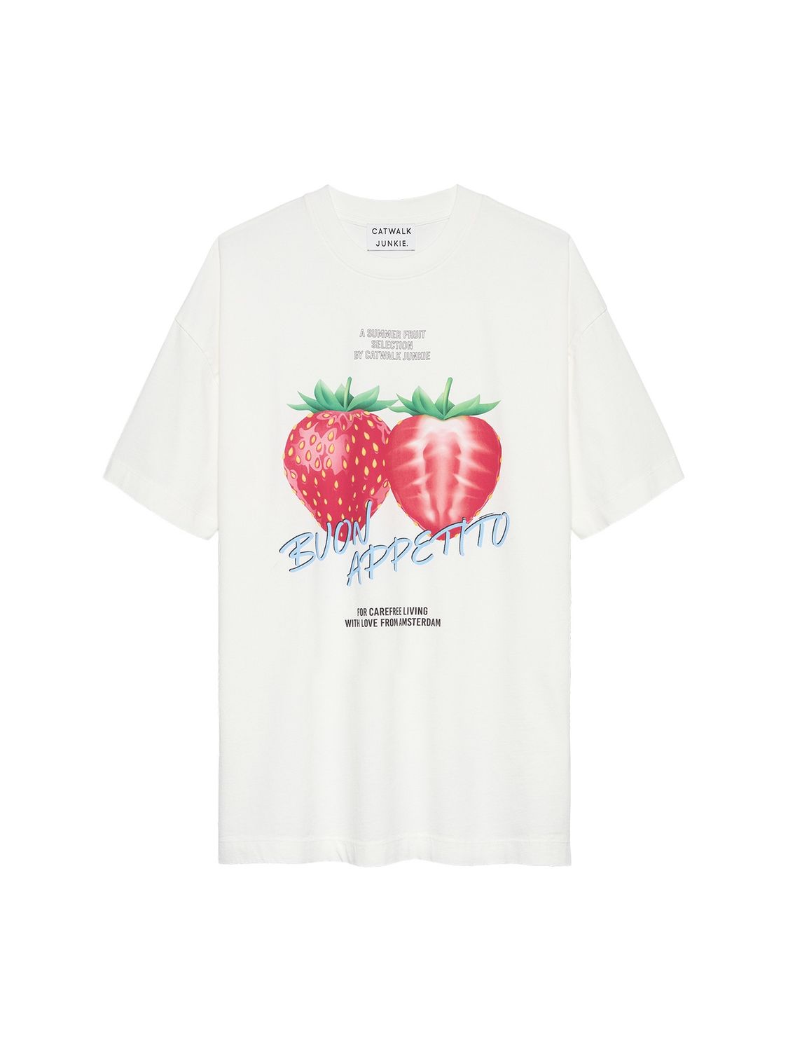 Oversized graphic t-shirt 'strawberry' - off white