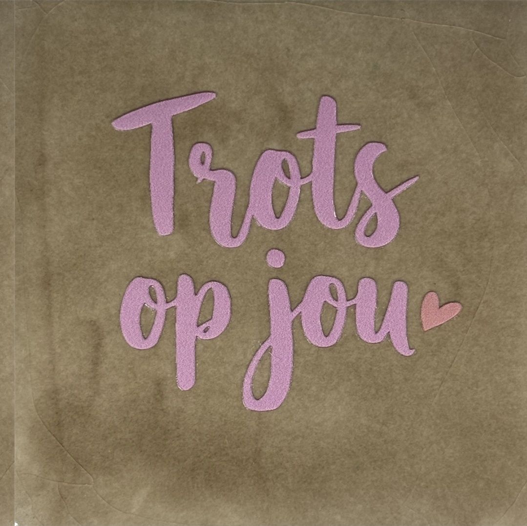 Tegel - 'trots op jou' taupe/warmroze(zalm)