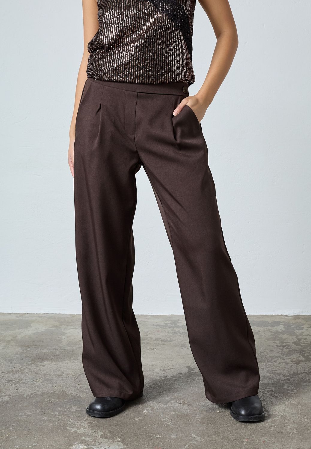 Pantalon Viksa - donkerbruin / mocca