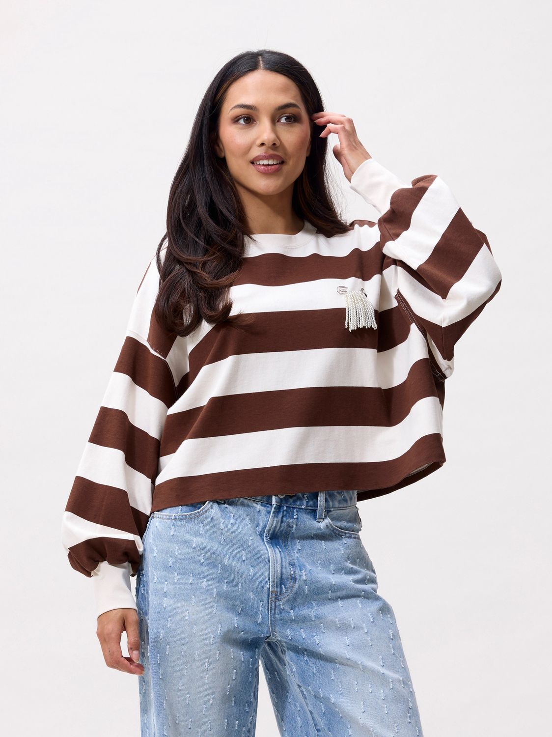 Oversized striped long sleeve -  Rocky Road