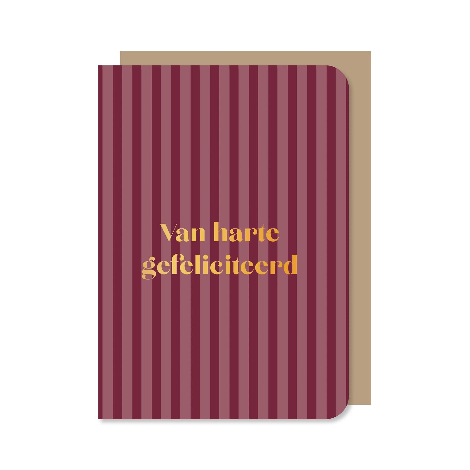 Dubbele kaart met envelop | Van harte gefeliciteerd - met goudfolie