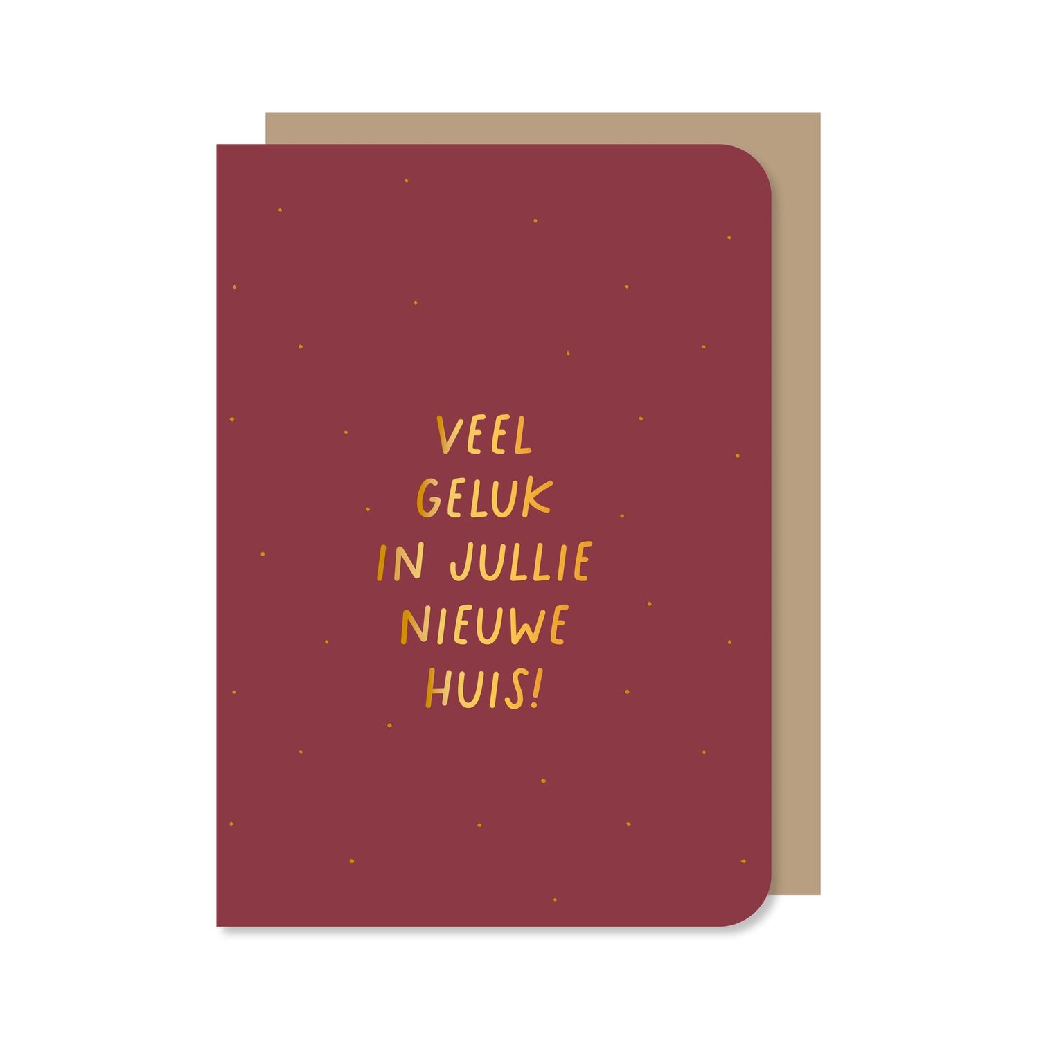 Dubbele kaart met envelop | Veel geluk in jullie nieuwe huis - met goudfolie