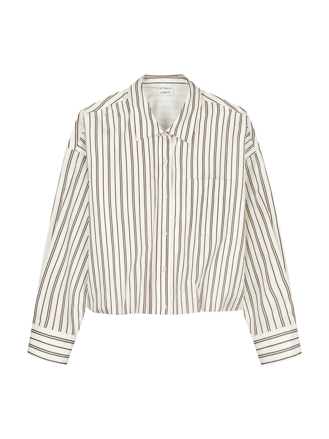 Tuck in blouse - cream &amp; brown stripe