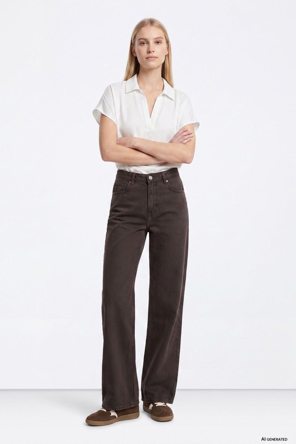 Loose fit jeans Celine_18 - donkerbruin