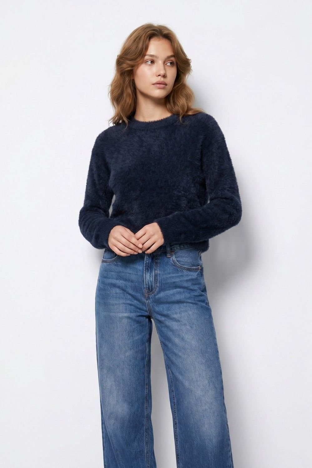 Fuzzy trui Moon - donkerblauw