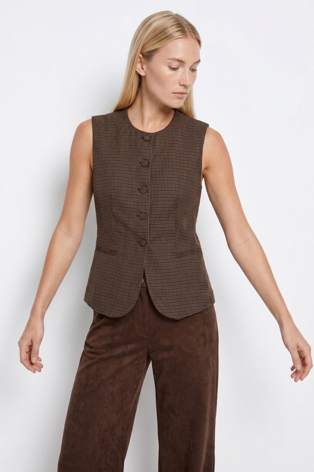 Gilet Nectarina - bruin ruit