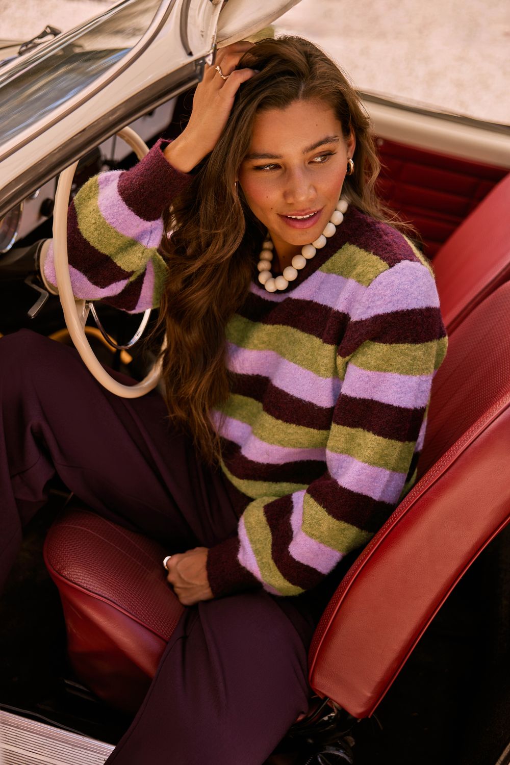 Knitted sweater Aurora - aubergine